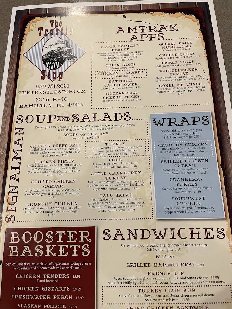 The Trestle Stop Menu 2