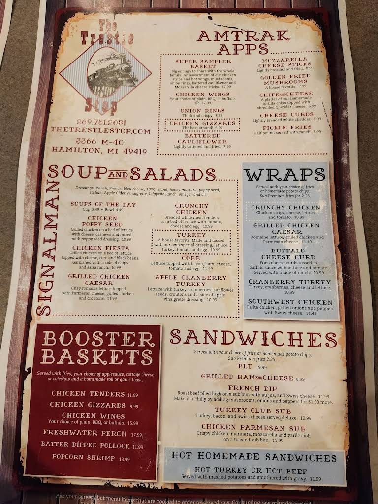 The Trestle Stop Menu 3