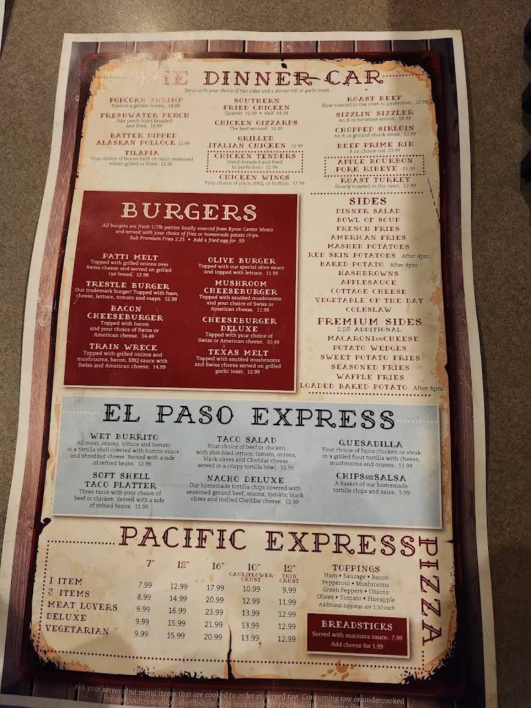 The Trestle Stop Menu 5